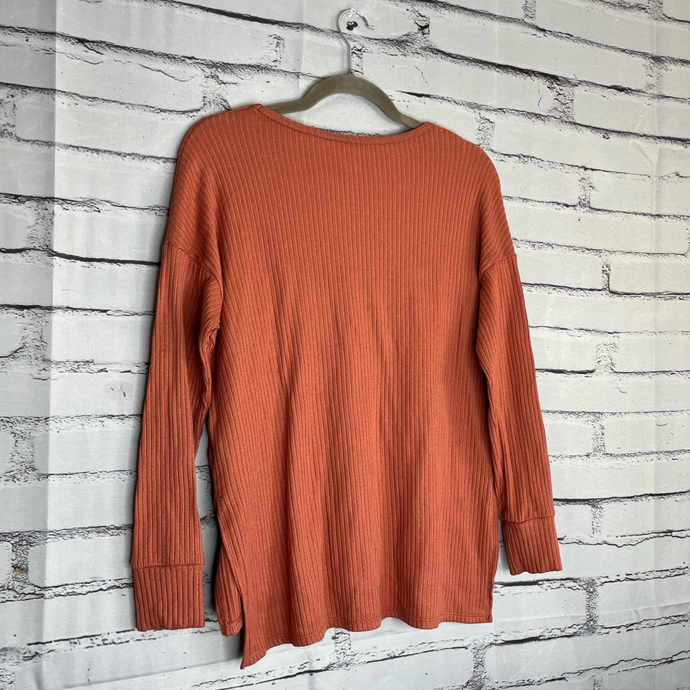 American Eagle Maroon Ribbed V‑Neck Sweater XXS Women’s Cozy Soft Fall Staple - Picture 9 of 14